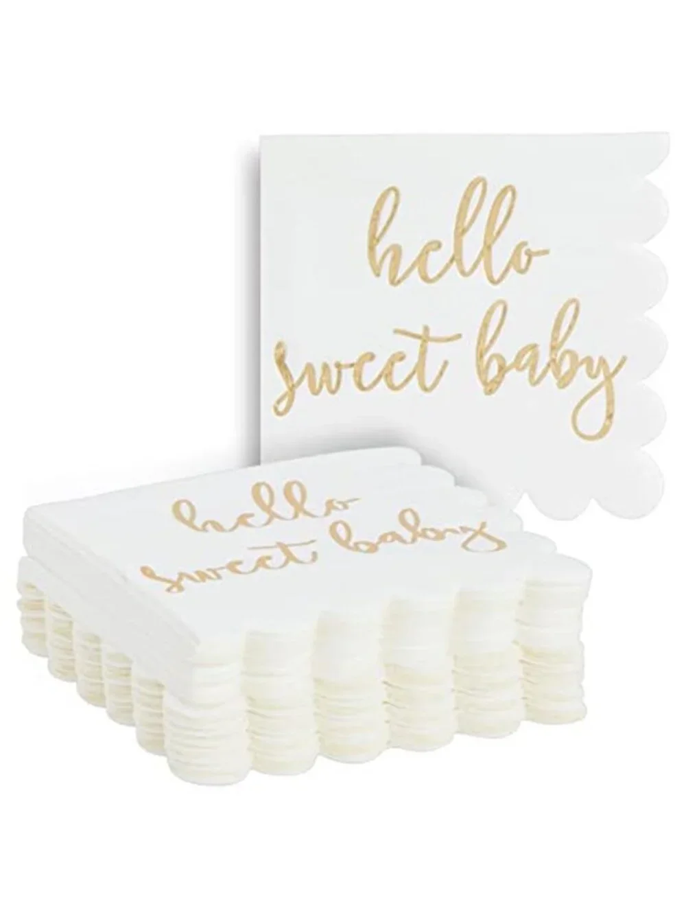 Baby Shower Napkins 50 Pk White Gold Foil Hello Sweet Baby Party Decor 5x5 Paper